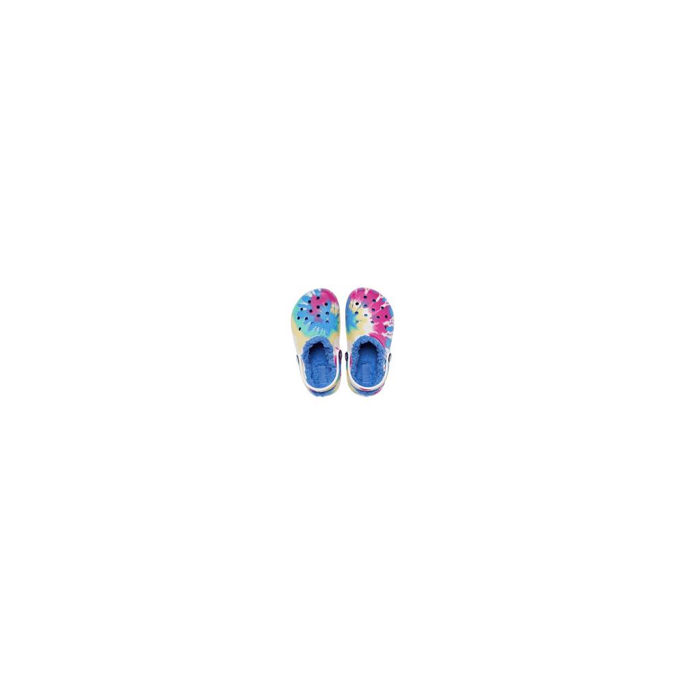 Blue / Multi Girls' Crocs Classic Lined Tie-Dye Graphic Clogs | NZ 1527LISH